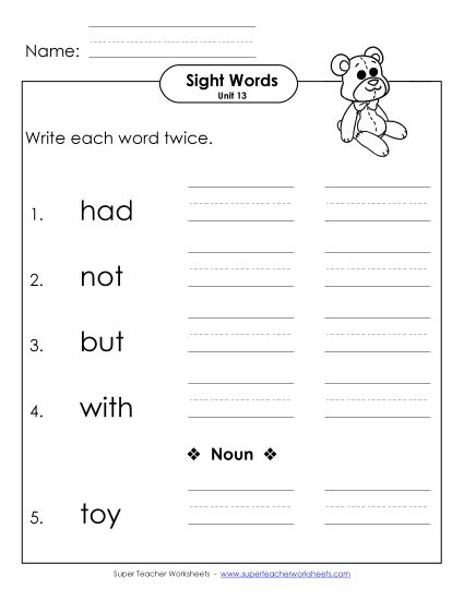 Worksheets - Write Twice (Unit 13) (Printable PDF Worksheet)