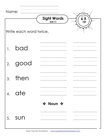 Worksheets - Write Twice (Unit 17) (Printable PDF Worksheet)