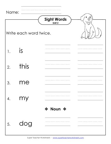 Worksheets - Write Twice (Unit 2) (Printable PDF Worksheet)