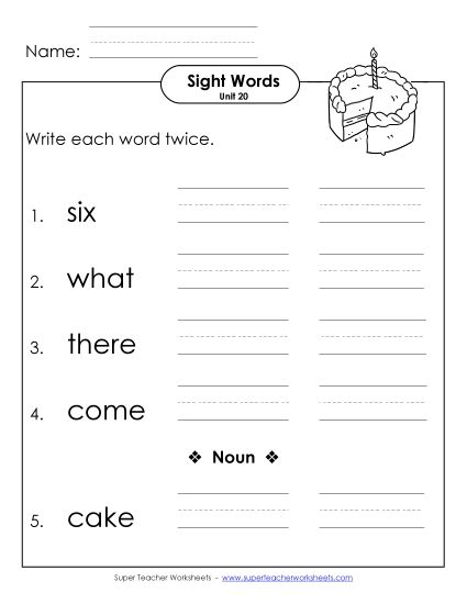 Worksheets - Write Twice (Unit 20) (Printable PDF Worksheet)