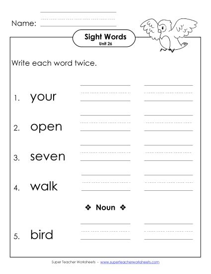 Worksheets - Write Twice (Unit 26) (Printable PDF Worksheet)