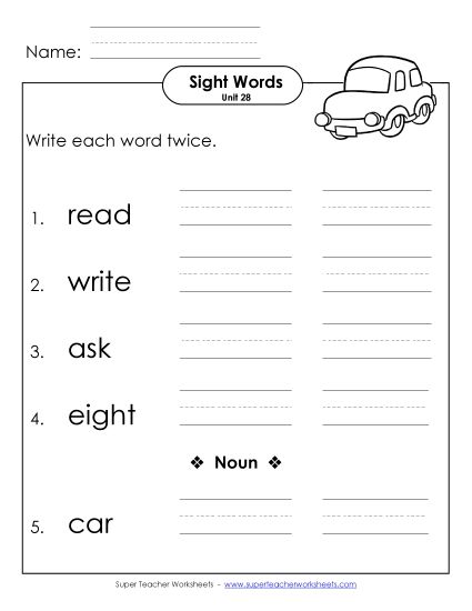Worksheets - Write Twice (Unit 28) (Printable PDF Worksheet)