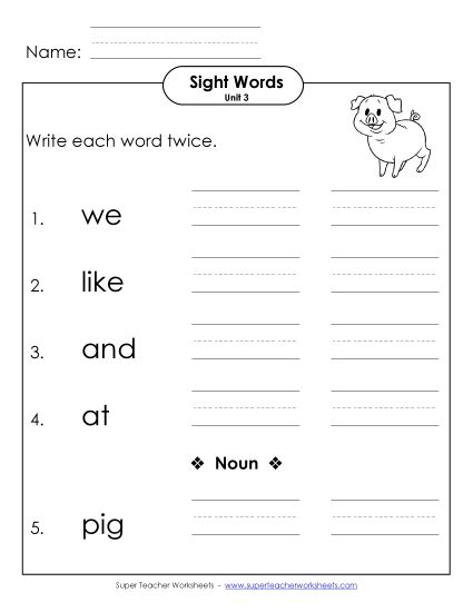 Worksheets - Write Twice (Unit 3) (Printable PDF Worksheet)
