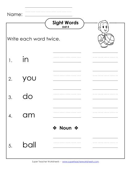 Worksheets - Write Twice (Unit 4) (Printable PDF Worksheet)