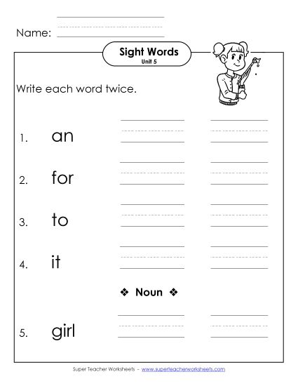 Worksheets - Write Twice (Unit 5)  (Printable PDF Worksheet)