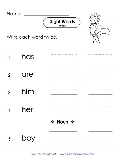 Worksheets - Write Twice (Unit 6)  (Printable PDF Worksheet)