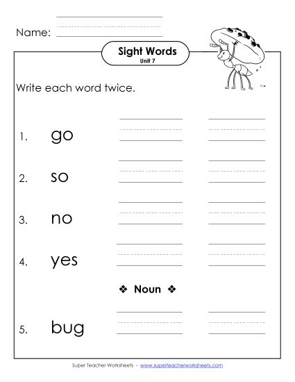 Worksheets - Write Twice (Unit 7)  (Printable PDF Worksheet)