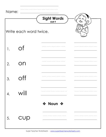 Worksheets - Write Twice (Unit 9) (Printable PDF Worksheet)