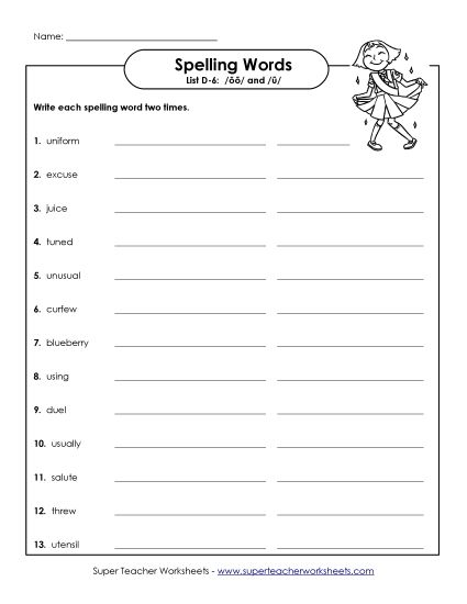 Worksheets - Write Two Times (D-6) (Printable PDF Worksheet)