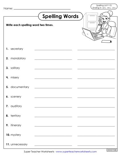 Worksheets and Puzzles - Write Words Twice (F-10) (Printable PDF Worksheet)