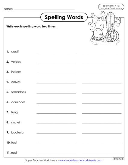 Worksheets and Puzzles - Write Words Twice (F-12) (Printable PDF Worksheet)