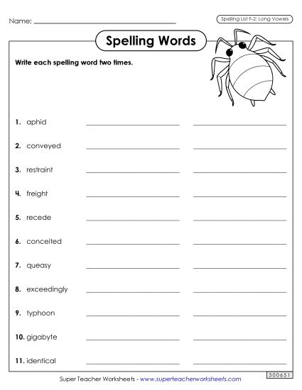 Worksheets and Puzzles - Write Words Twice (F-2)  (Printable PDF Worksheet)