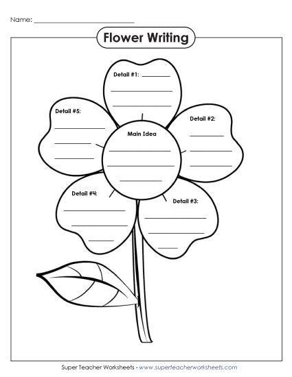Writing a Paragraph - Writing a Paragraph - Flower (with lines) (Printable PDF Worksheet)