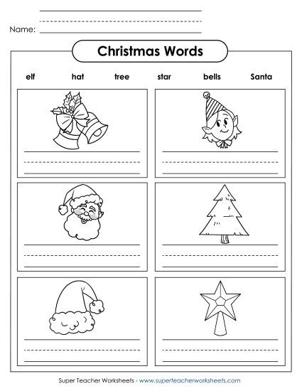 Worksheets - Writing Christmas Words (Printable PDF Worksheet)