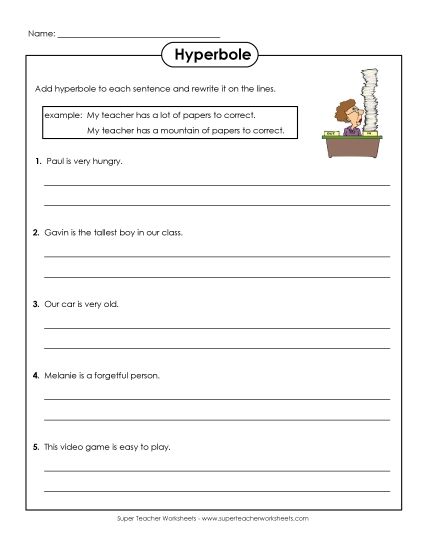 Writing Hyperbole (Printable PDF Worksheet)