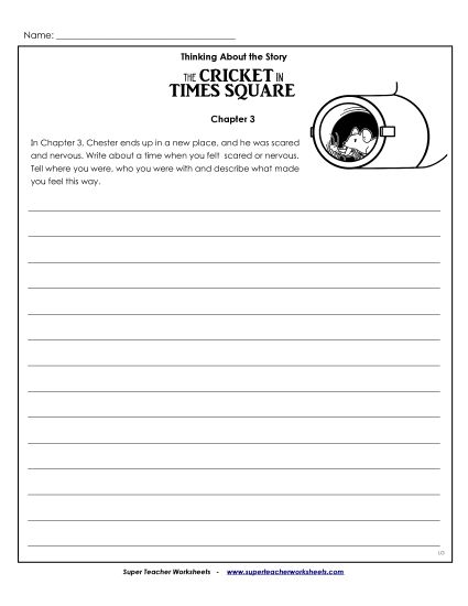 Chapters 1 - 3 - Writing Prompt: Chapter 3 (Printable PDF Worksheet)