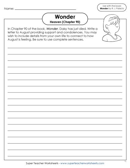 Part 6 - August - Writing Prompt (Heaven)  (Printable PDF Worksheet)