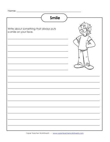 Writing Prompts - Writing Prompt: Smile (Printable PDF Worksheet)