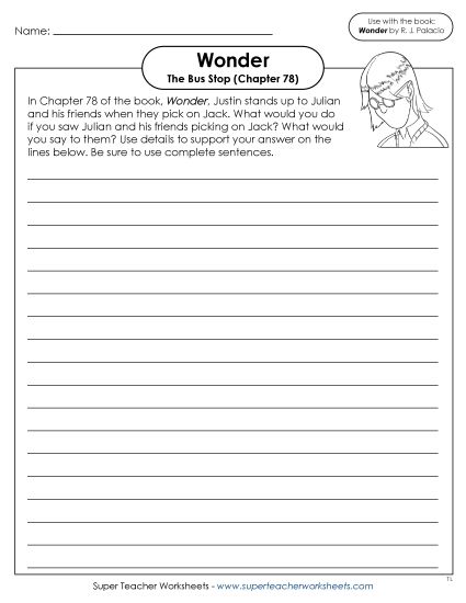 Part 5 - Justin - Writing Prompt (The Bus Stop)  (Printable PDF Worksheet)