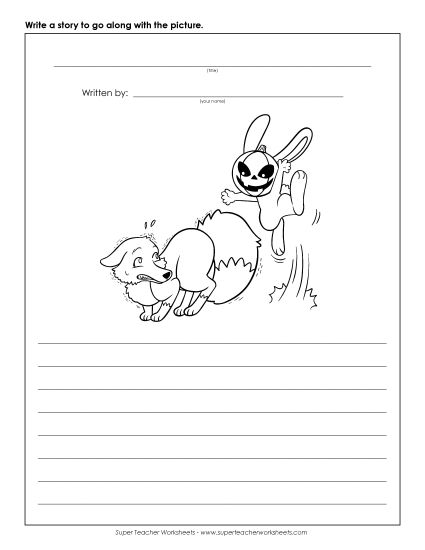 Halloween Writing Worksheets - Writing - Pumpkin Dog (Printable PDF Worksheet)