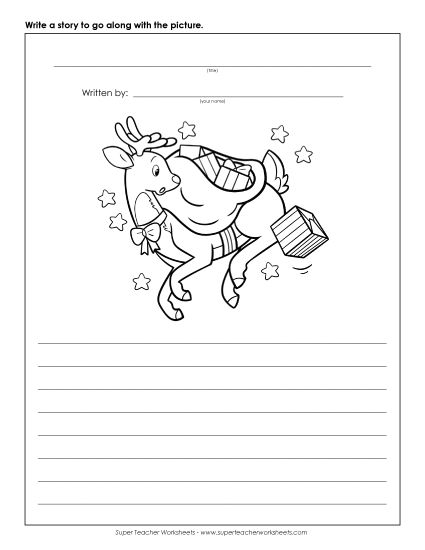 Christmas Story Pictures - Writing - Reindeer Sack (Printable PDF Worksheet)