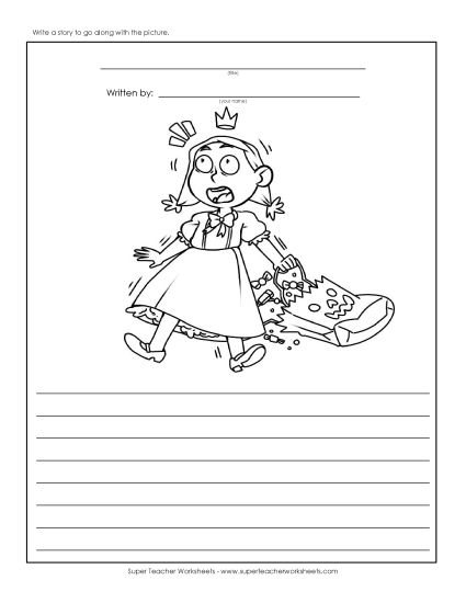 Halloween Writing Worksheets - Writing - Scared Kid (Printable PDF Worksheet)