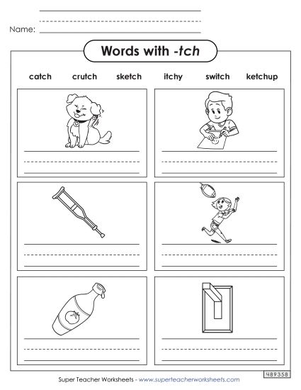 Worksheets - Writing -tch Words (Printable PDF Worksheet)