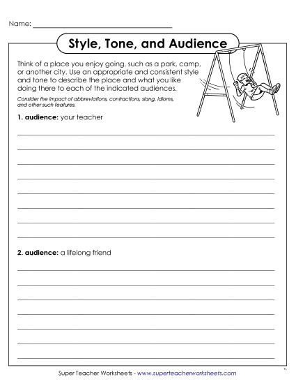 Developing Voice - Writing to Different Audiences: Teacher vs. Friend (Printable PDF Worksheet)