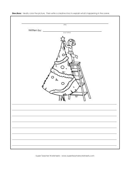 Christmas Story Pictures - Writing - Tree Topper (Printable PDF Worksheet)
