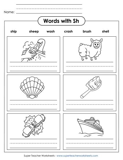 Worksheets - Writing Words with SH (Printable PDF Worksheet)