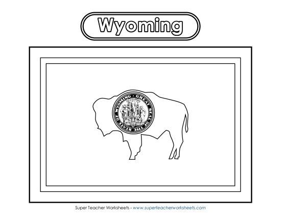 Flags & Seals - Wyoming Flag Coloring Page (Printable PDF Worksheet)