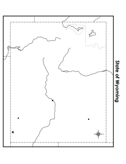 Maps - Wyoming State Map (Blank Cities) (Printable PDF Worksheet)