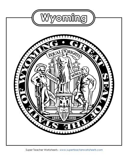 Flags & Seals - Wyoming State Seal (Black & White) (Printable PDF Worksheet)
