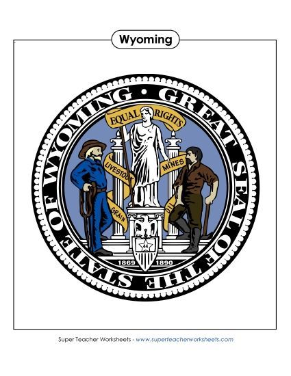 Flags & Seals - Wyoming State Seal (Full-Color Version) (Printable PDF Worksheet)
