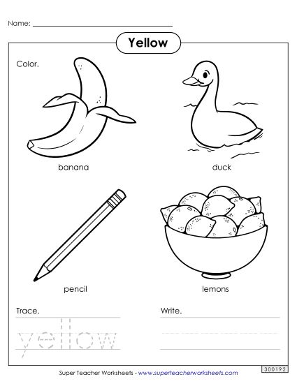Yellow - Yellow Things (Printable PDF Worksheet)