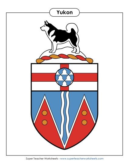 Flag and Coat of Arms - Yukon Coat of Arms (Full Colour) (Printable PDF Worksheet)