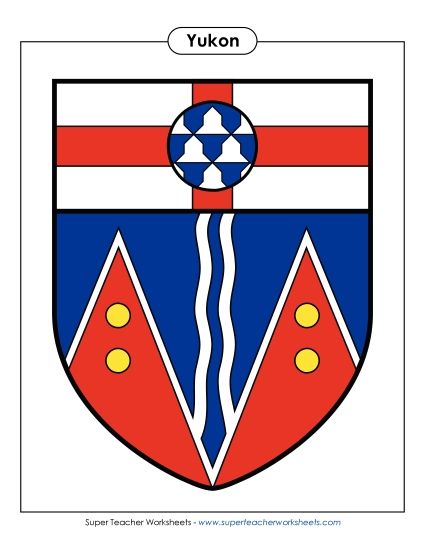 Flag and Coat of Arms - Yukon Escutcheon (Full Colour) (Printable PDF Worksheet)