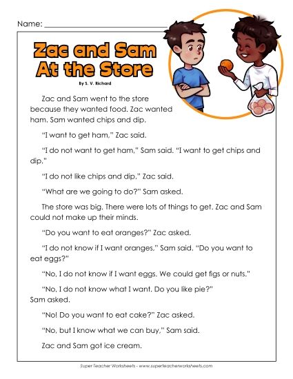 Zac and Sam (Printable PDF Worksheet)