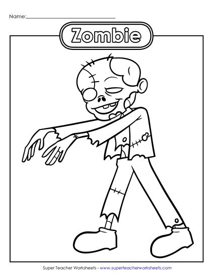 Basic Pictures (For Younger Kids) - Zombie (Printable PDF Worksheet)