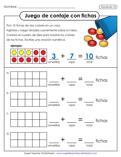 El Juego de las Fichas Gratis Suma Worksheet