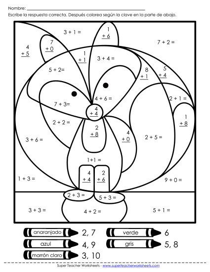 Imagen Misteriosa de Suma: Zorro Gratis Worksheet