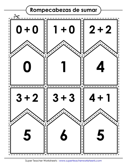Rompecabezas de Emparejar Sumas:  Sumas hasta 10 Gratis Worksheet