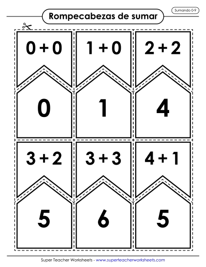 Suma: Sumandos de 0 a 9 Gratis Worksheet