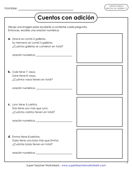 Problemas Razonados: Suma de Dobles Más 1 Gratis Worksheet