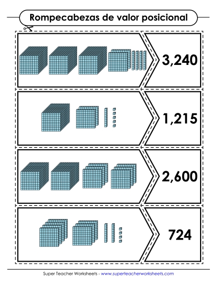 Valor Posicional (4 dígitos) Gratis Worksheet
