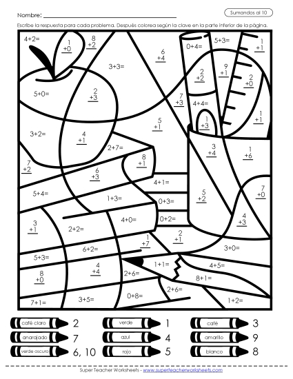 Imagen Misteriosa de Suma: Regreso a Clases Gratis Worksheet