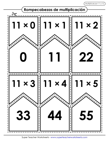 Multiplicación por 11 y por 12 Gratis Multiplicacion Worksheet