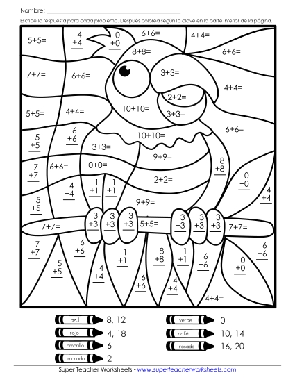 Imagen Misteriosa: Loro Gratis Suma Worksheet