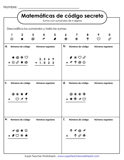 SCM: Suma: Sumandos de 4 dígitos Gratis Worksheet