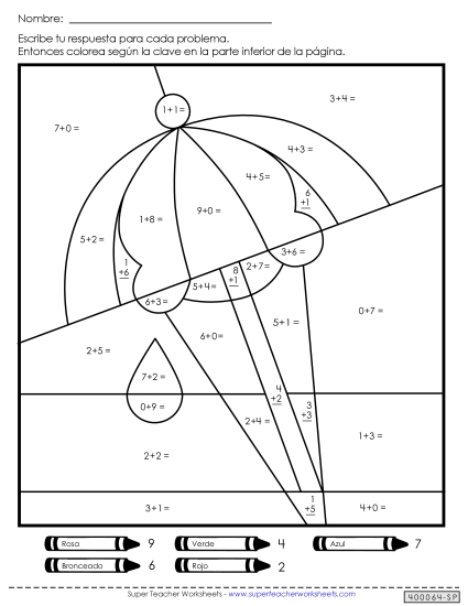 Imagen Misteriosa de Suma: Escenas de Verano 1 Gratis Worksheet
